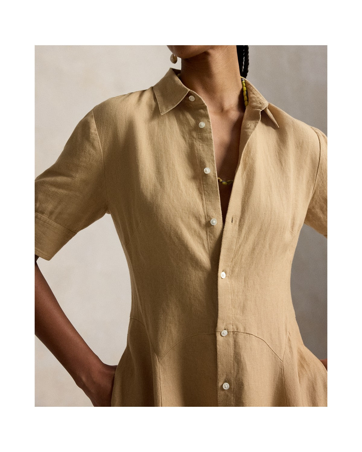 Linen Panelled Shirt Dress