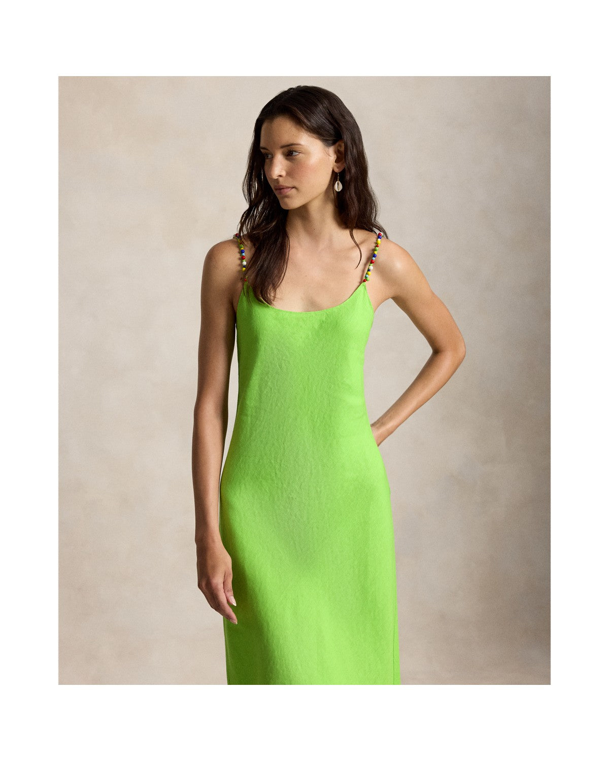 Beaded-Trim Linen Slip Dress