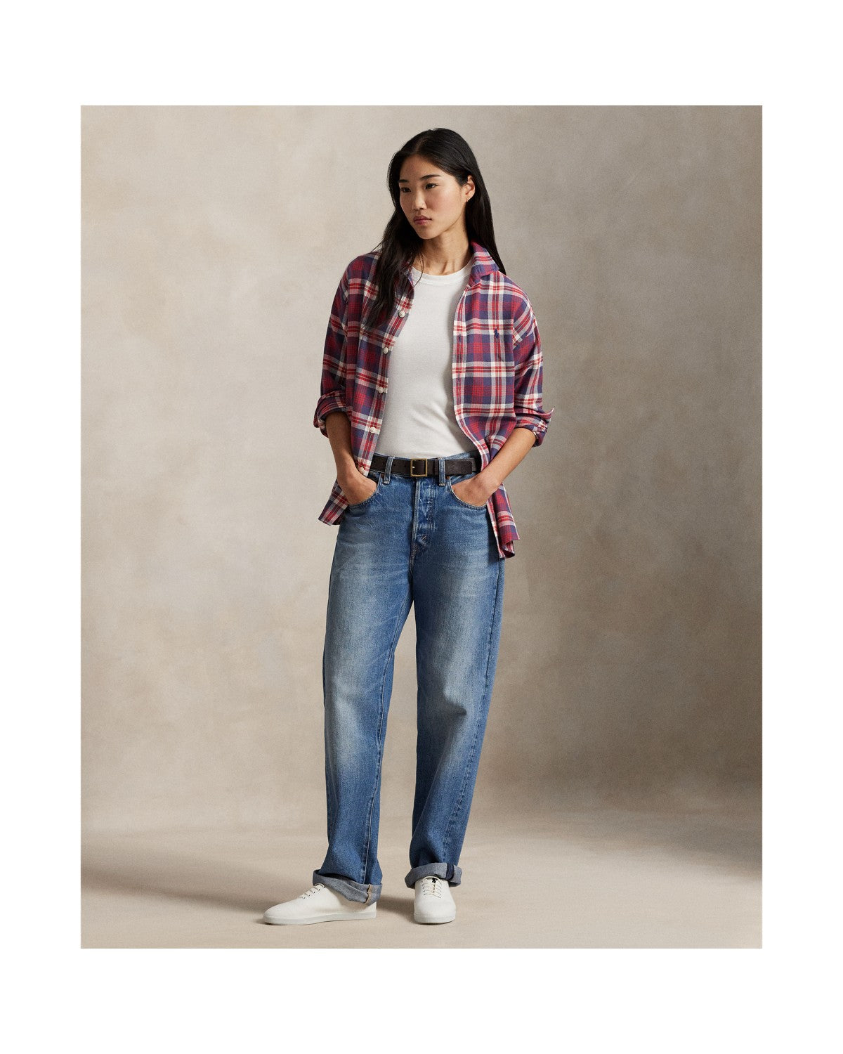 Classic Fit Plaid Cotton Twill Shirt