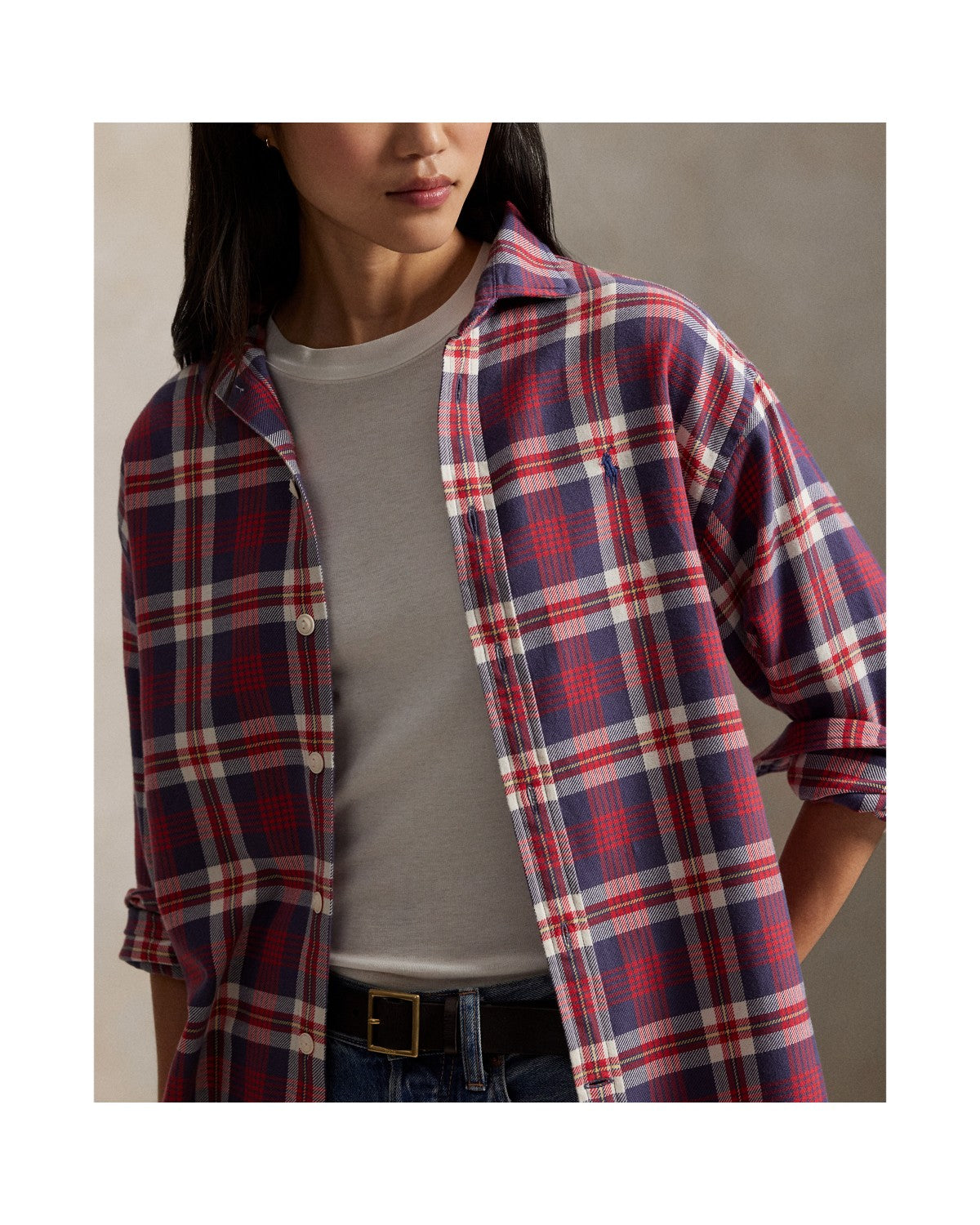 Classic Fit Plaid Cotton Twill Shirt