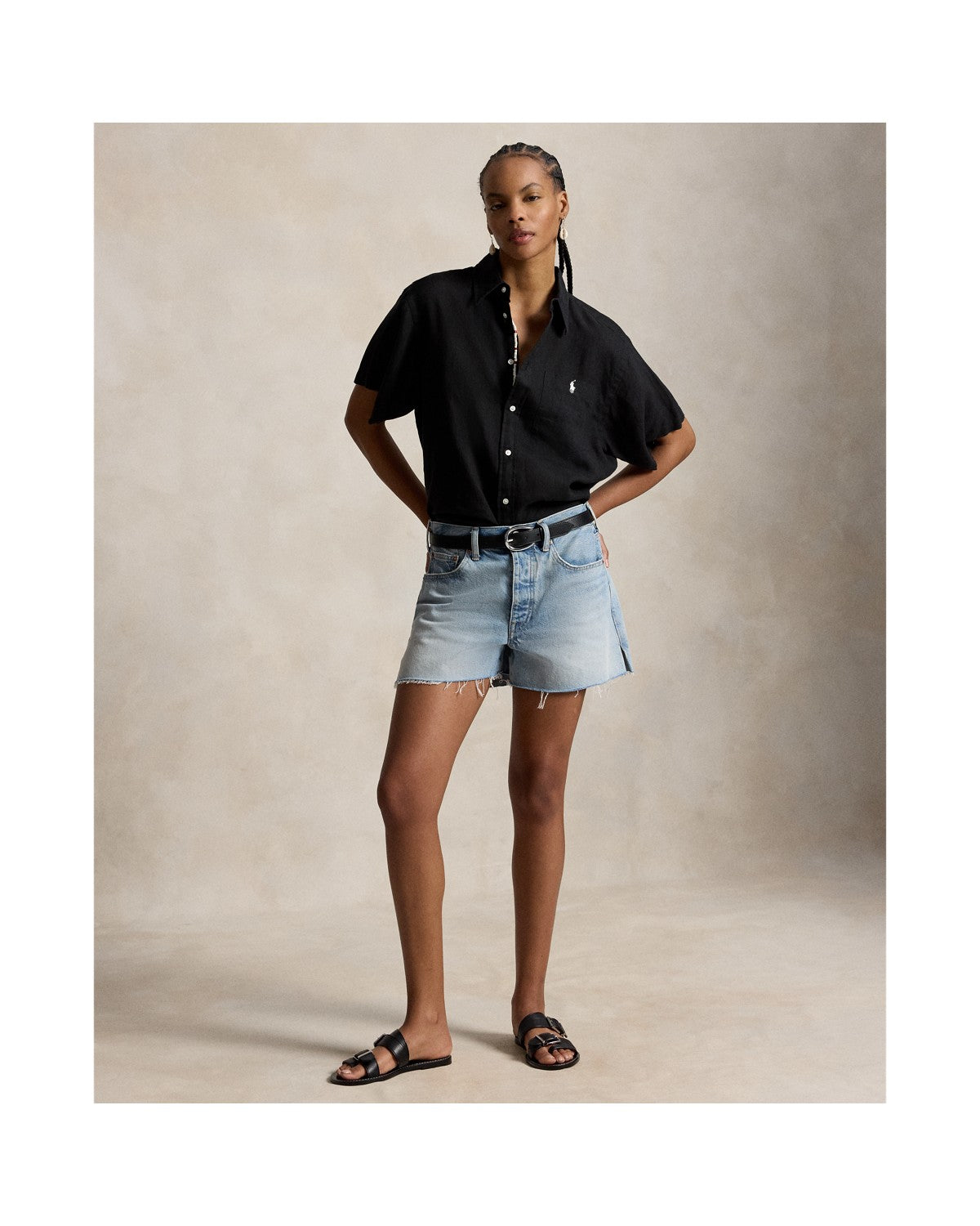 Oversize Fit Linen Short-Sleeve Shirt
