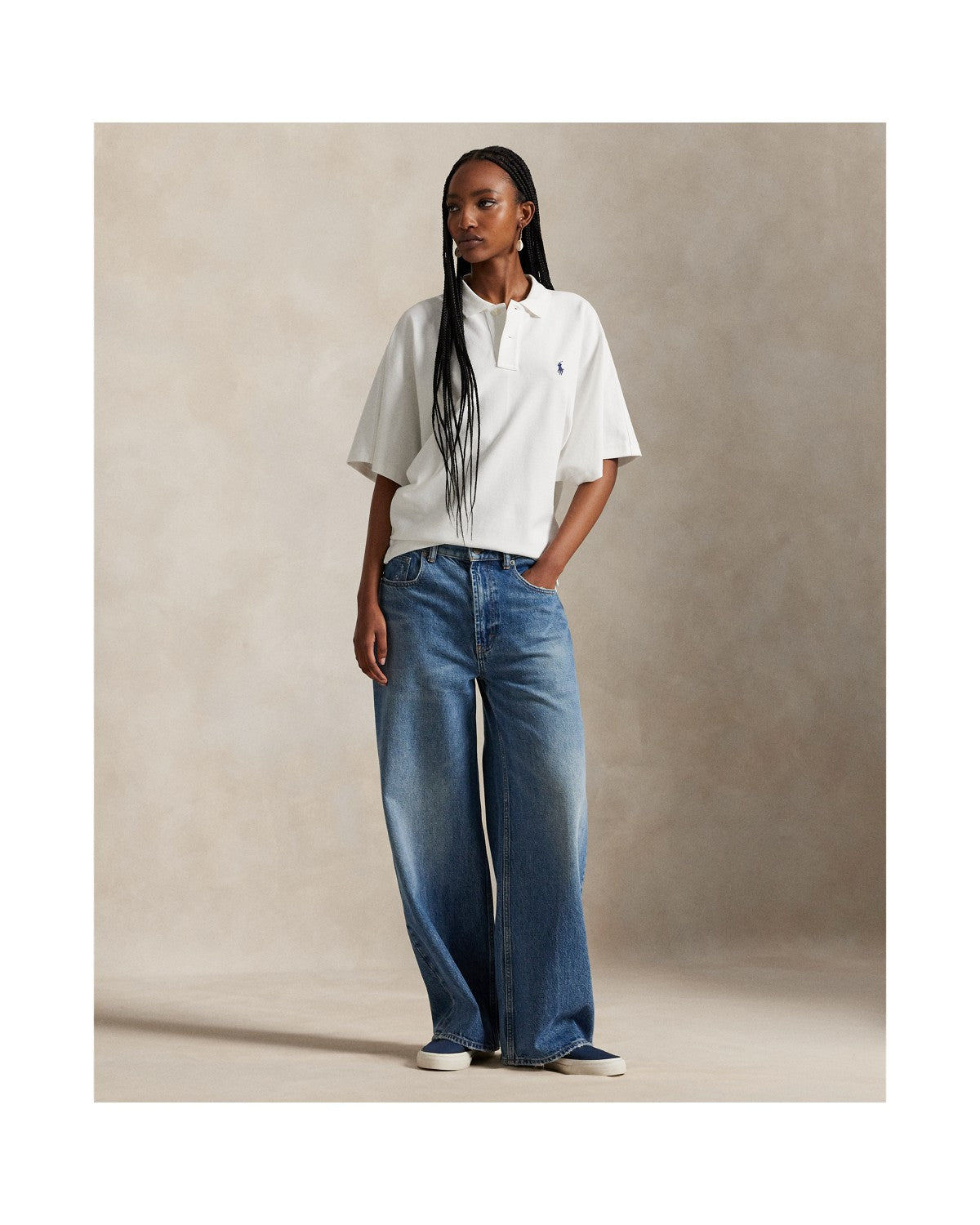 Dolman-Sleeve Mesh Polo Shirt