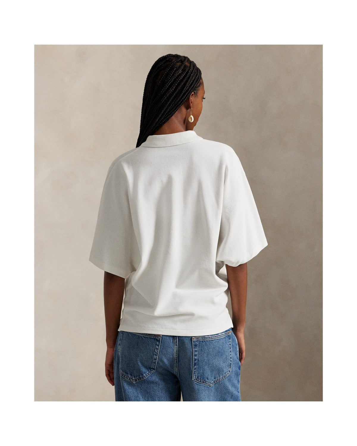 Dolman-Sleeve Mesh Polo Shirt