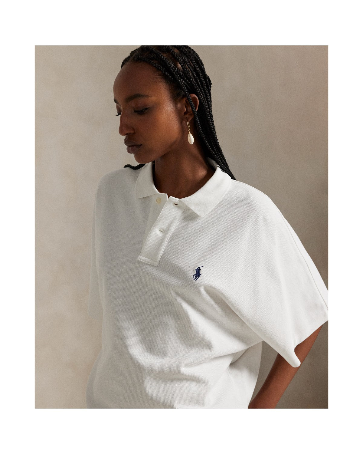 Dolman-Sleeve Mesh Polo Shirt