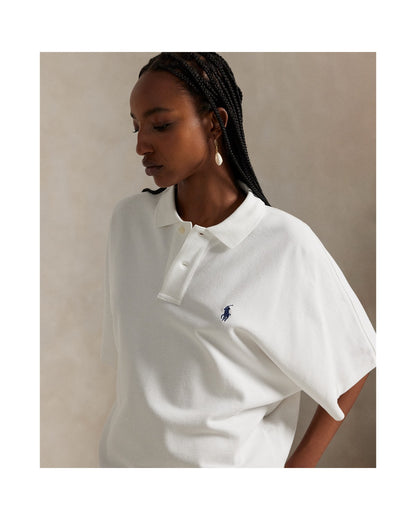 Dolman-Sleeve Mesh Polo Shirt