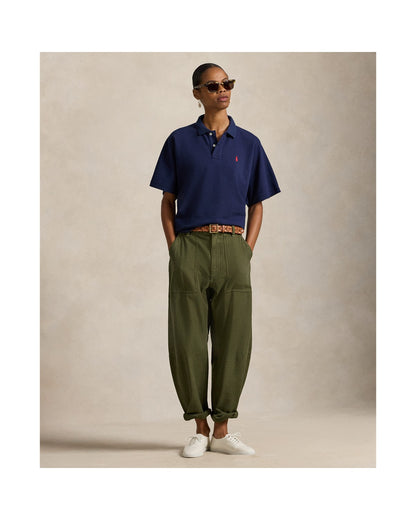 Dolman-Sleeve Mesh Polo Shirt