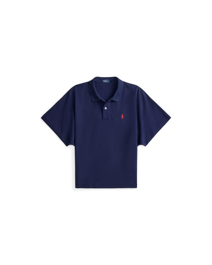 Dolman-Sleeve Mesh Polo Shirt