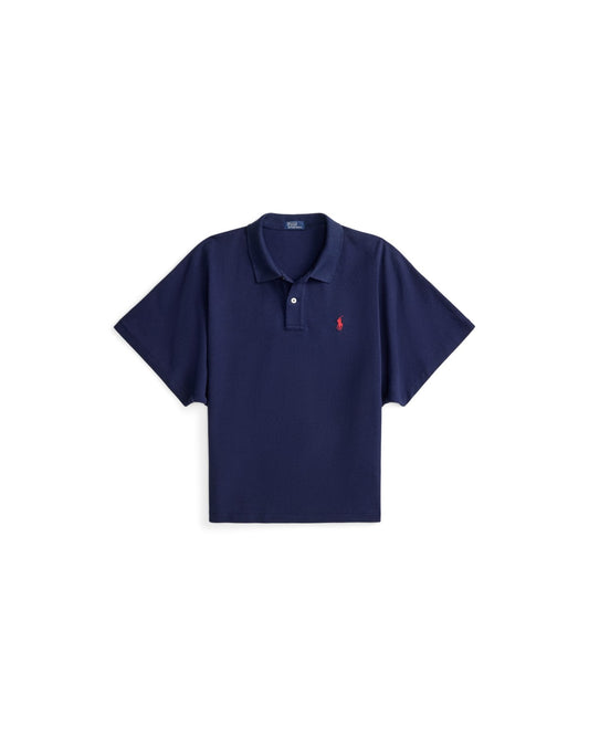 Dolman-Sleeve Mesh Polo Shirt