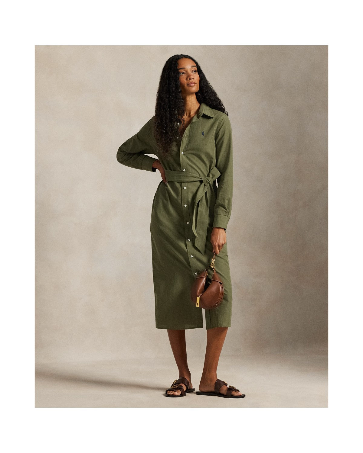 Cotton-Linen Belted Shirt Dress