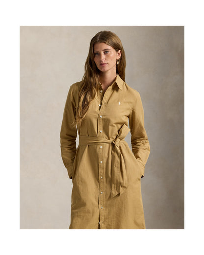 Cotton-Linen Belted Shirt Dress