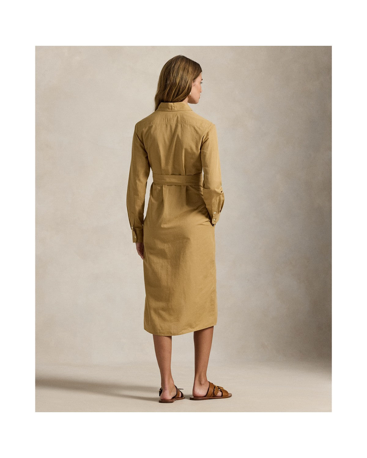 Cotton-Linen Belted Shirt Dress