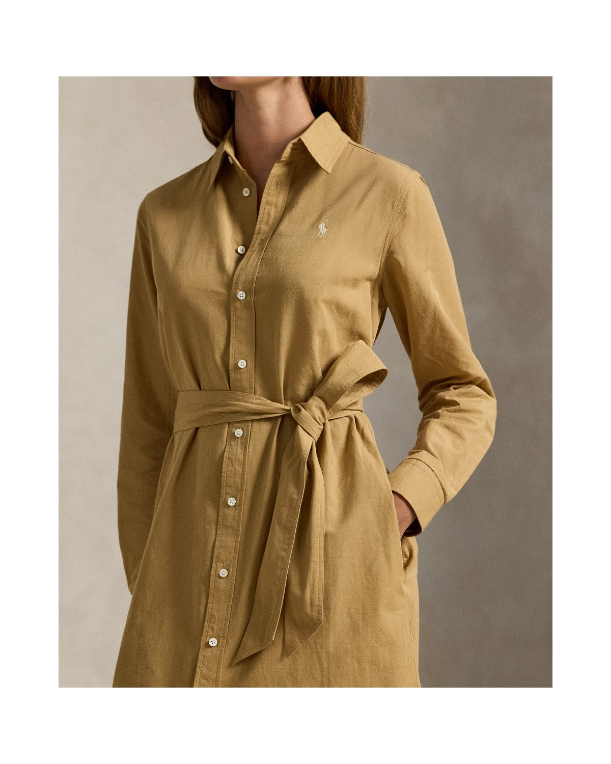 Cotton-Linen Belted Shirt Dress