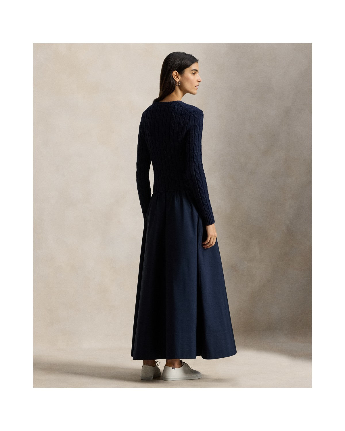 Cable-Knit Bodice Cotton Dress