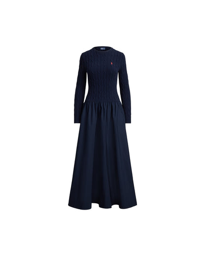 Cable-Knit Bodice Cotton Dress