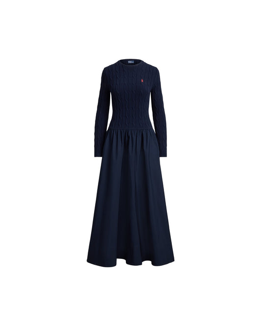 Cable-Knit Bodice Cotton Dress