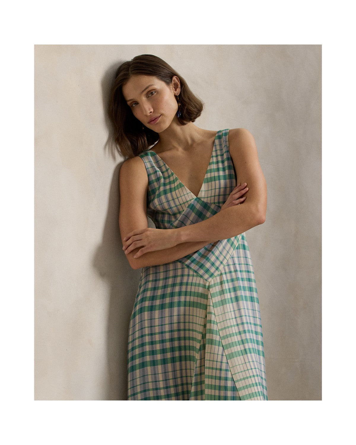 Plaid Panelled Sleeveless Dress