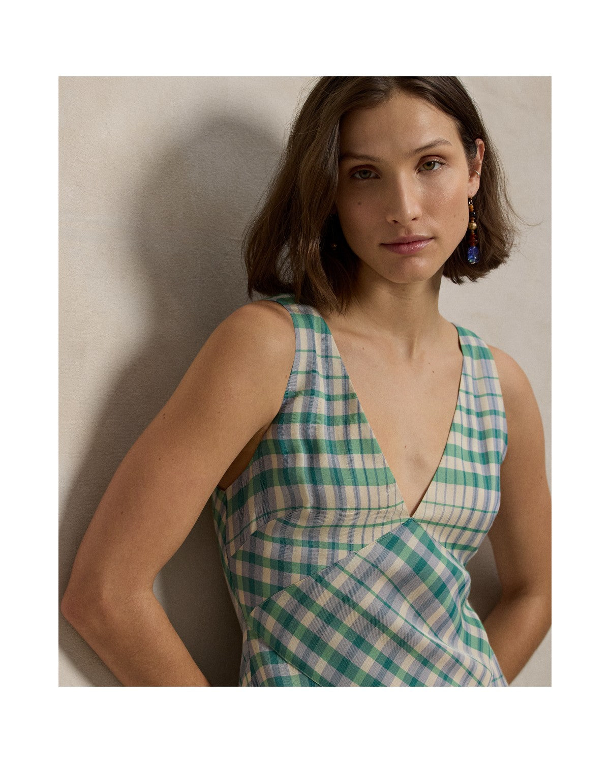 Plaid Panelled Sleeveless Dress