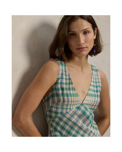 Plaid Panelled Sleeveless Dress