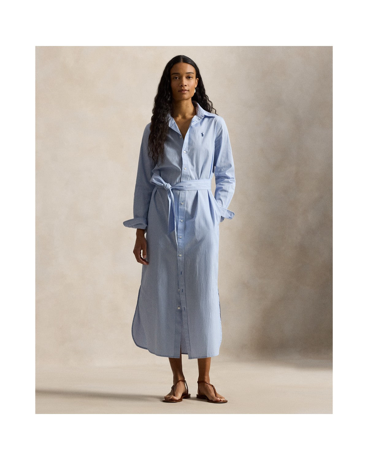 Belted Striped Cotton Shirtdress