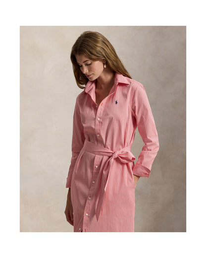 Belted Striped Cotton Shirtdress