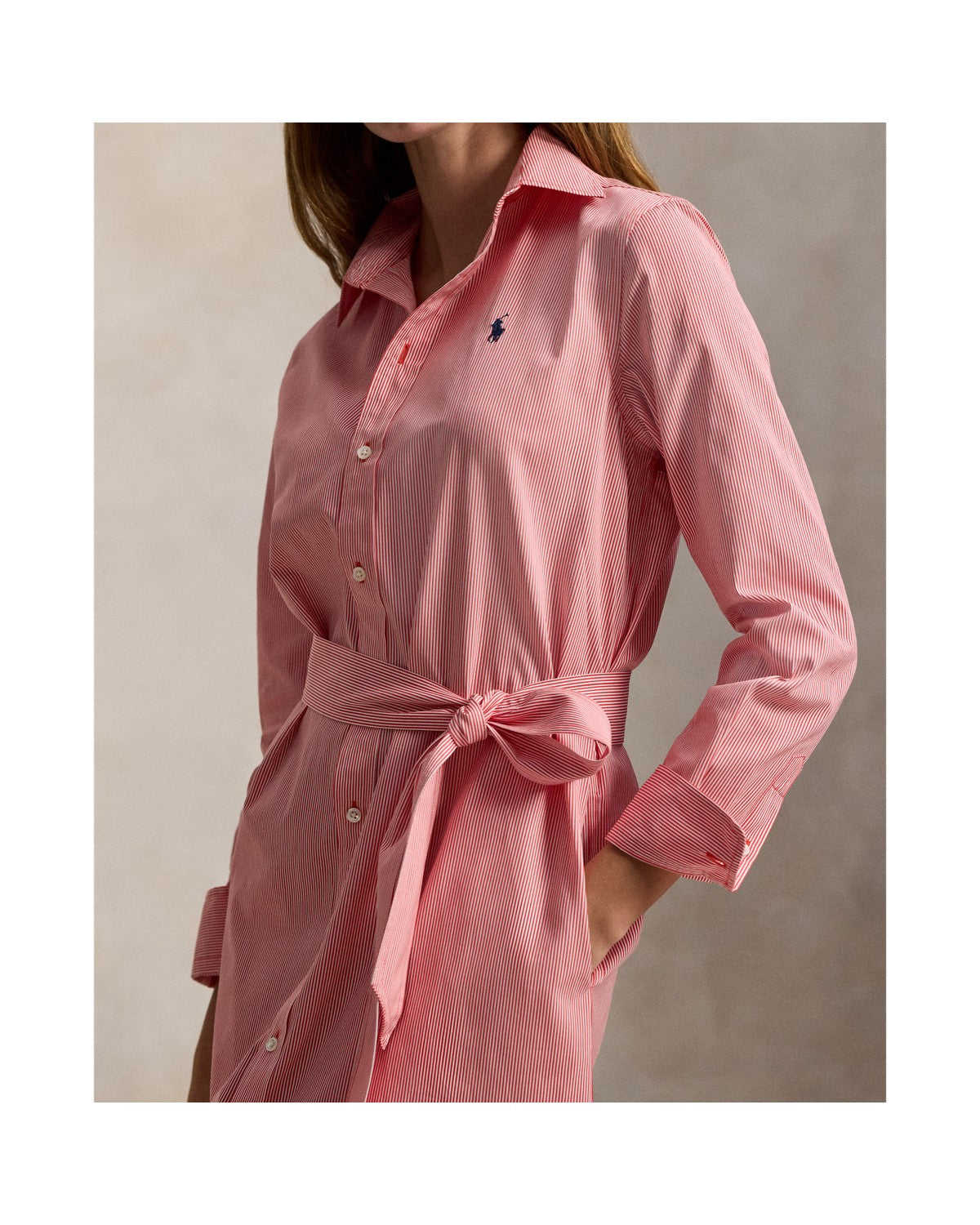 Belted Striped Cotton Shirtdress