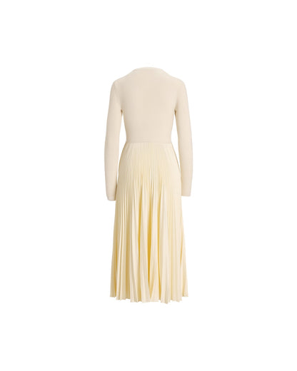 Jumper-Pleated Long-Sleeve Dress
