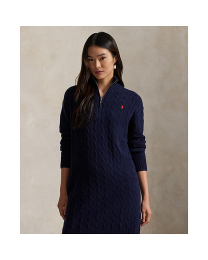 Cable Quarter-Zip Wool-Cashmere Dress