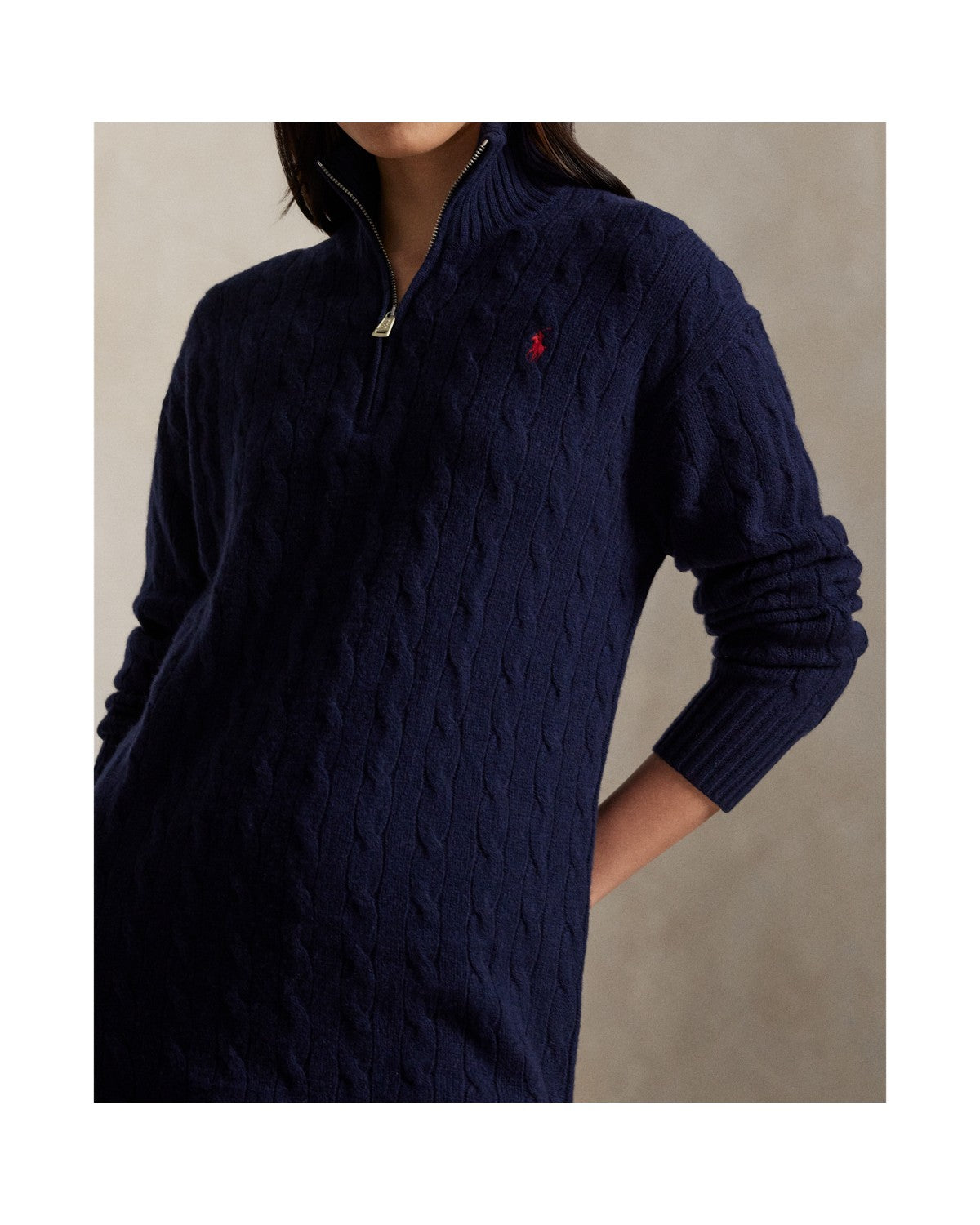Cable Quarter-Zip Wool-Cashmere Dress