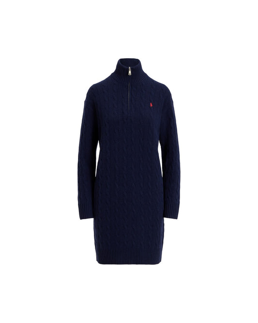 Cable Quarter-Zip Wool-Cashmere Dress