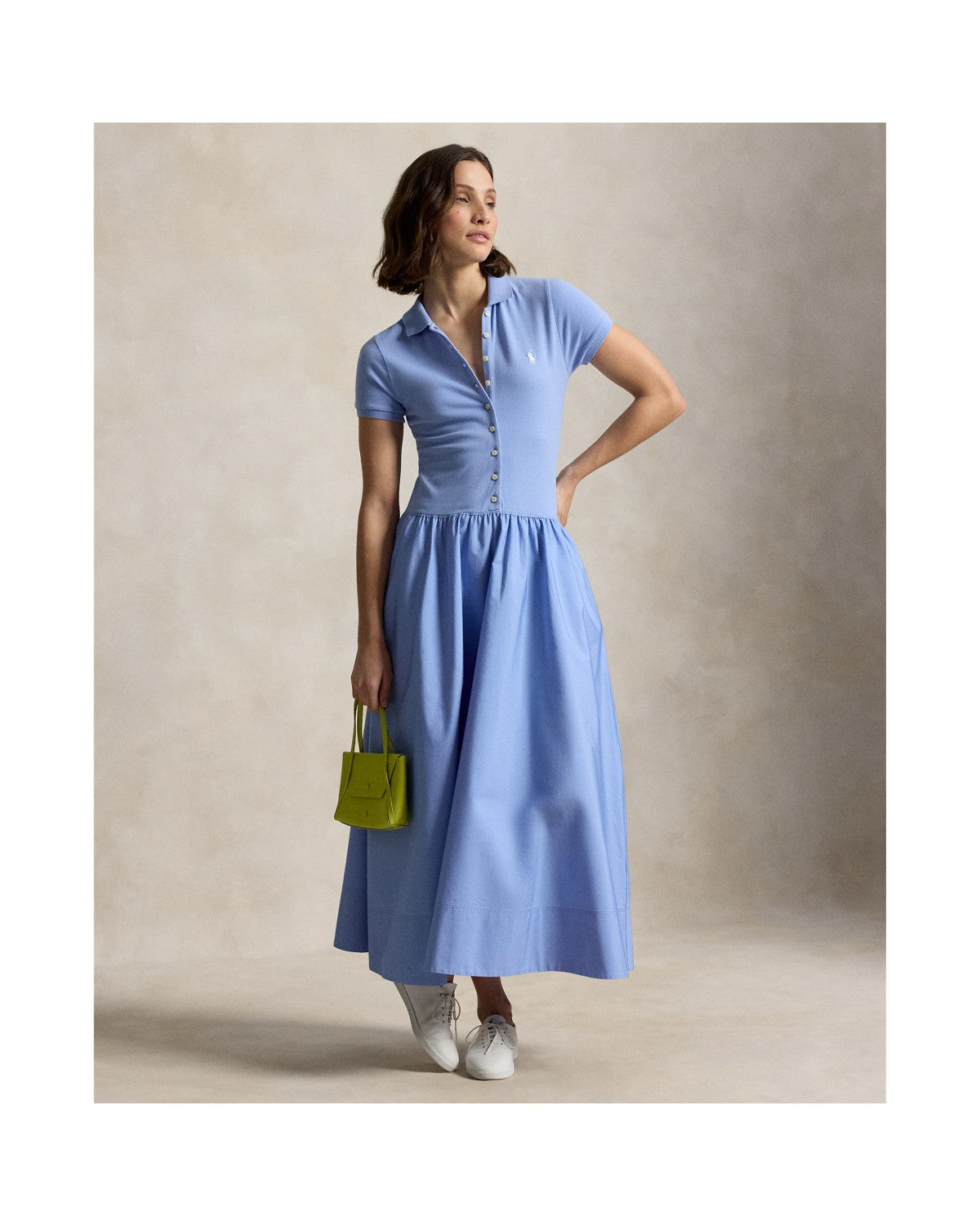 Hybrid Mesh Polo-Bodice Dress