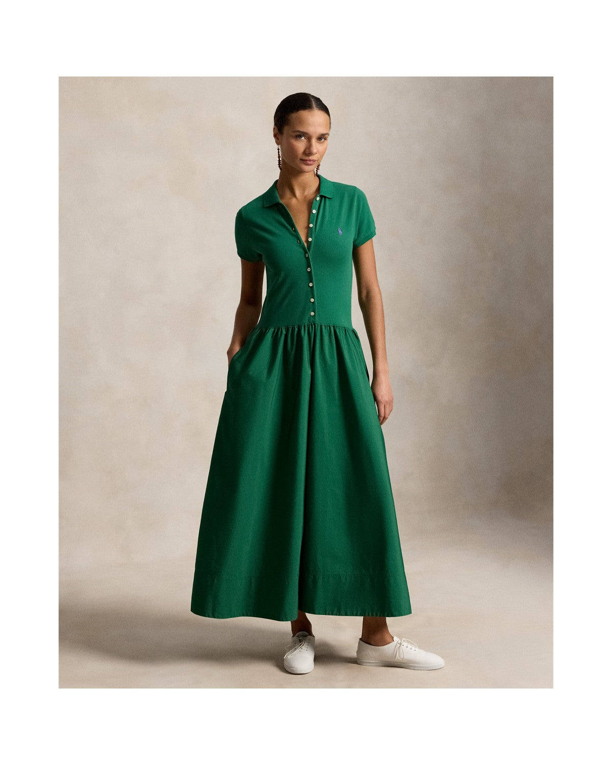 Hybrid Mesh Polo-Bodice Dress