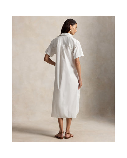Cotton Drawcord Maxi Shirtdress