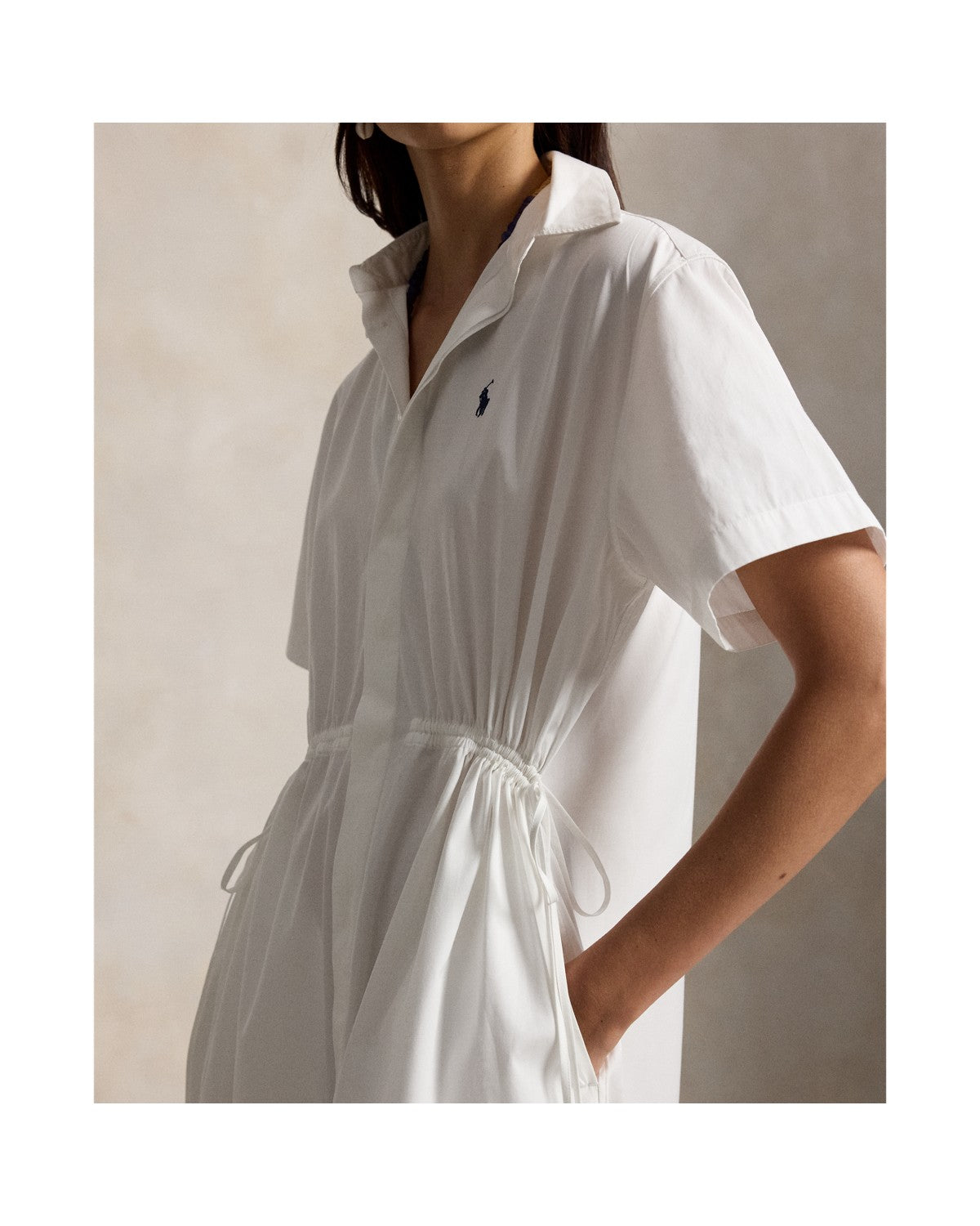 Cotton Drawcord Maxi Shirtdress