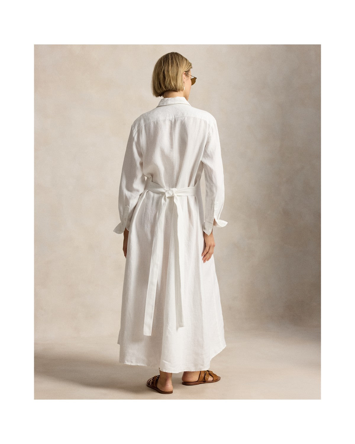Self-Tie Linen Shirtdress