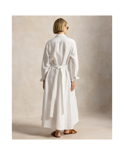 Self-Tie Linen Shirtdress