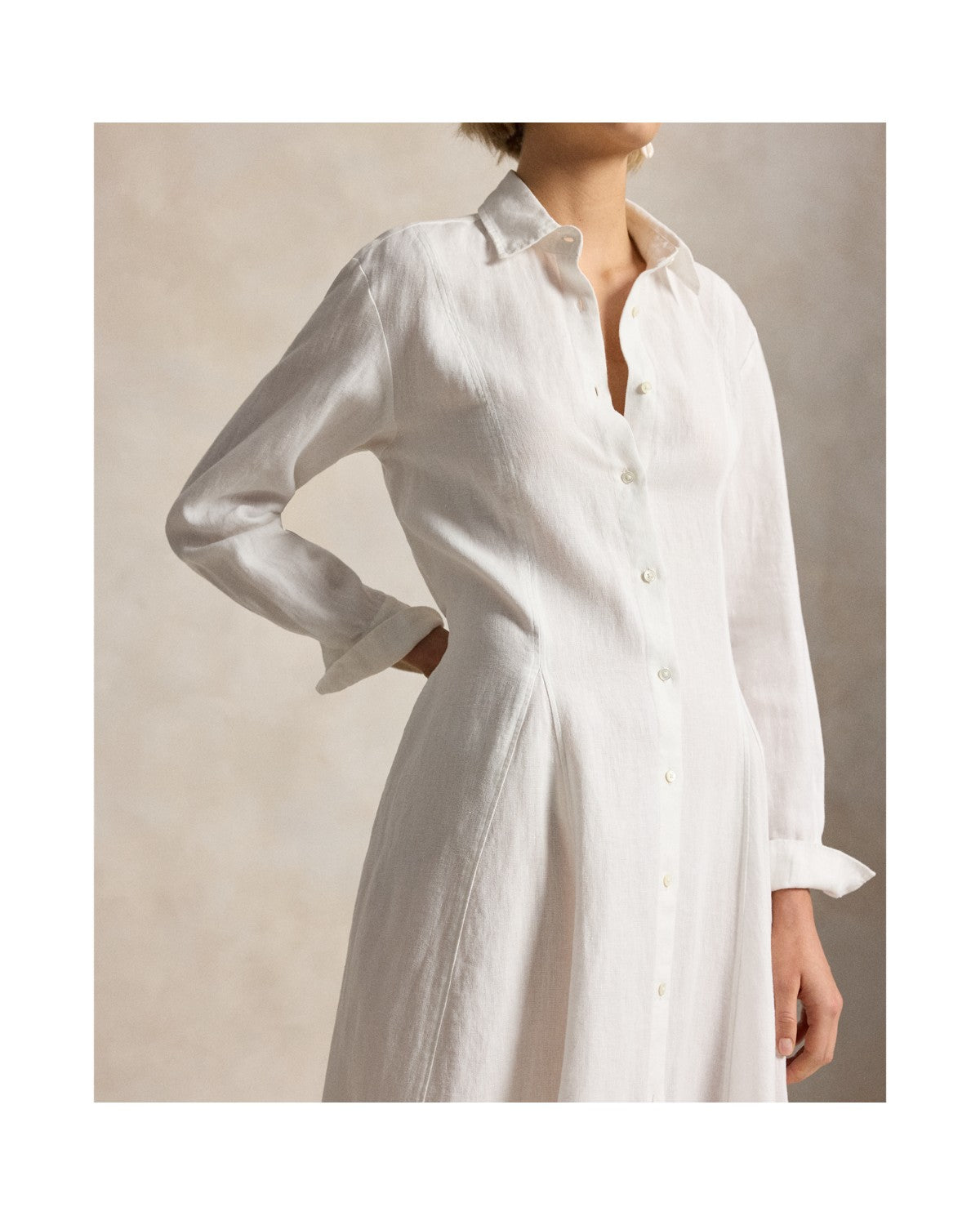 Self-Tie Linen Shirtdress