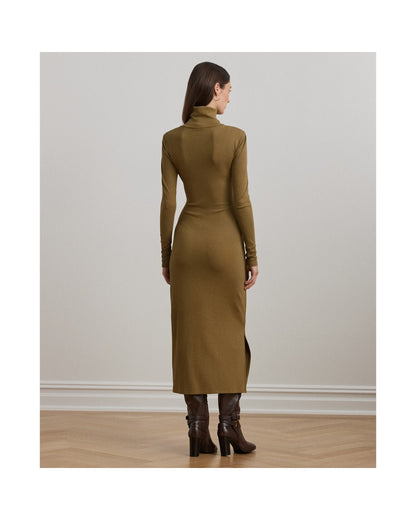 Tie-Front Roll Neck Dress