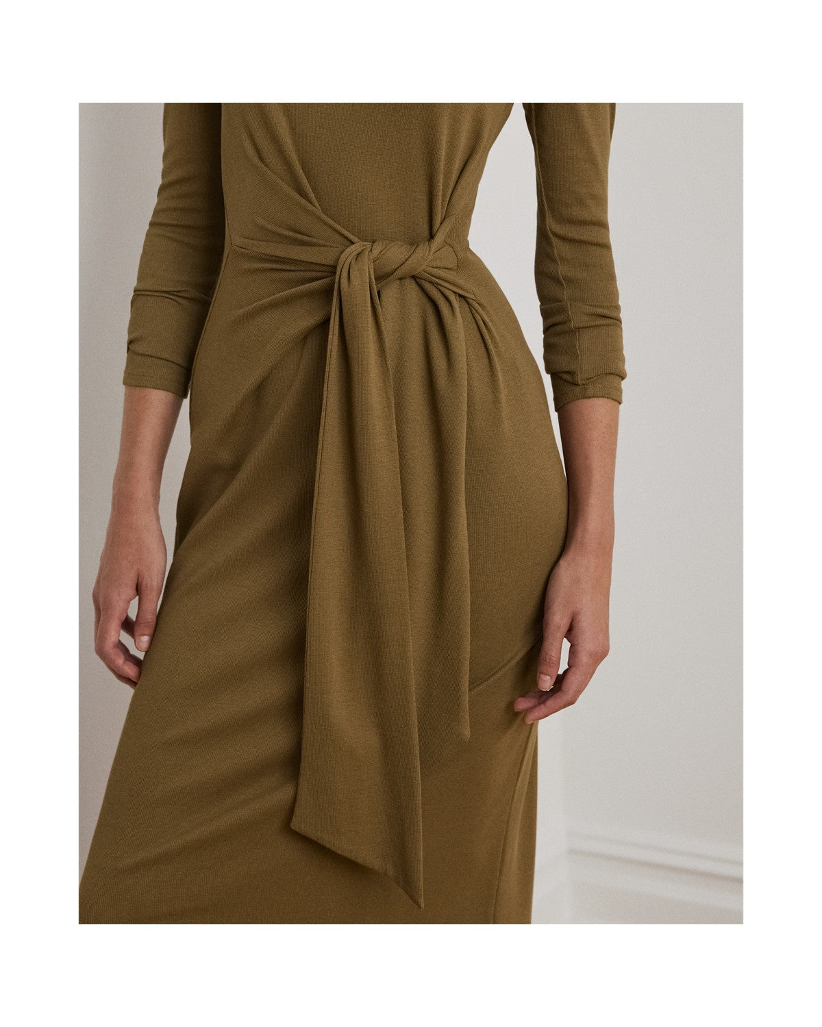 Tie-Front Roll Neck Dress