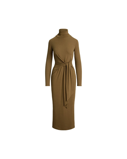 Tie-Front Roll Neck Dress