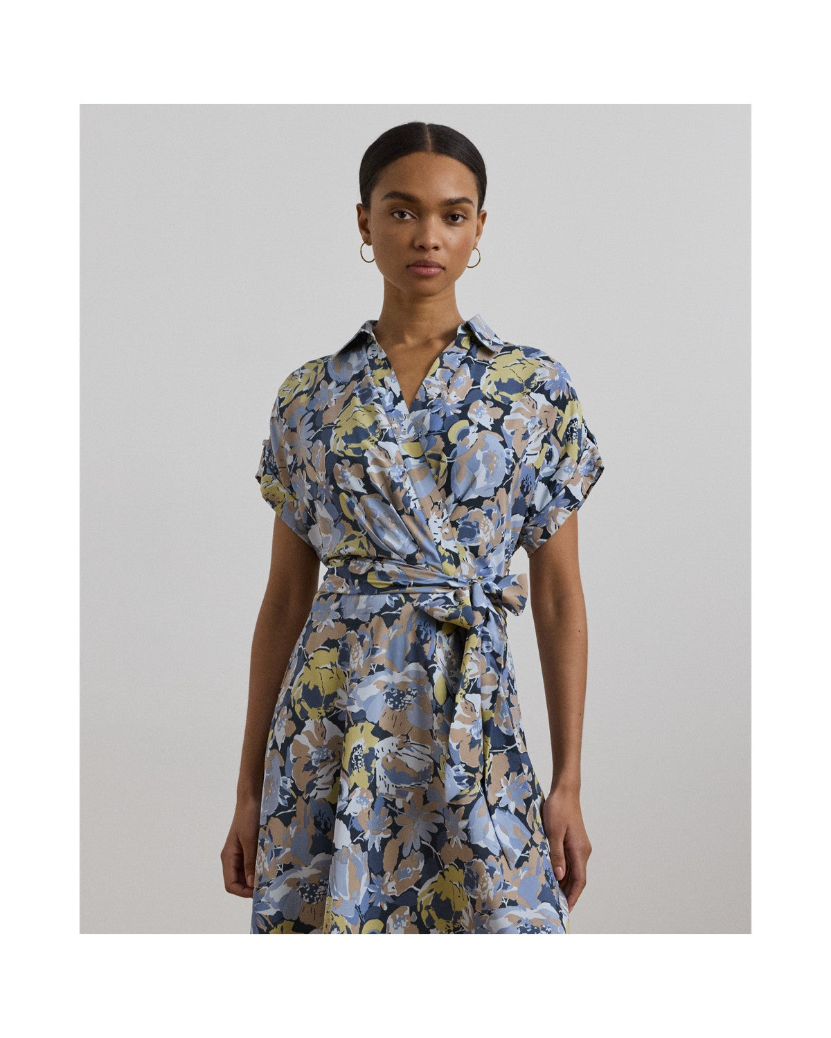 Floral Belted Crepe Dress