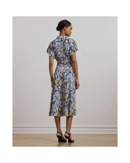 Floral Belted Crepe Dress