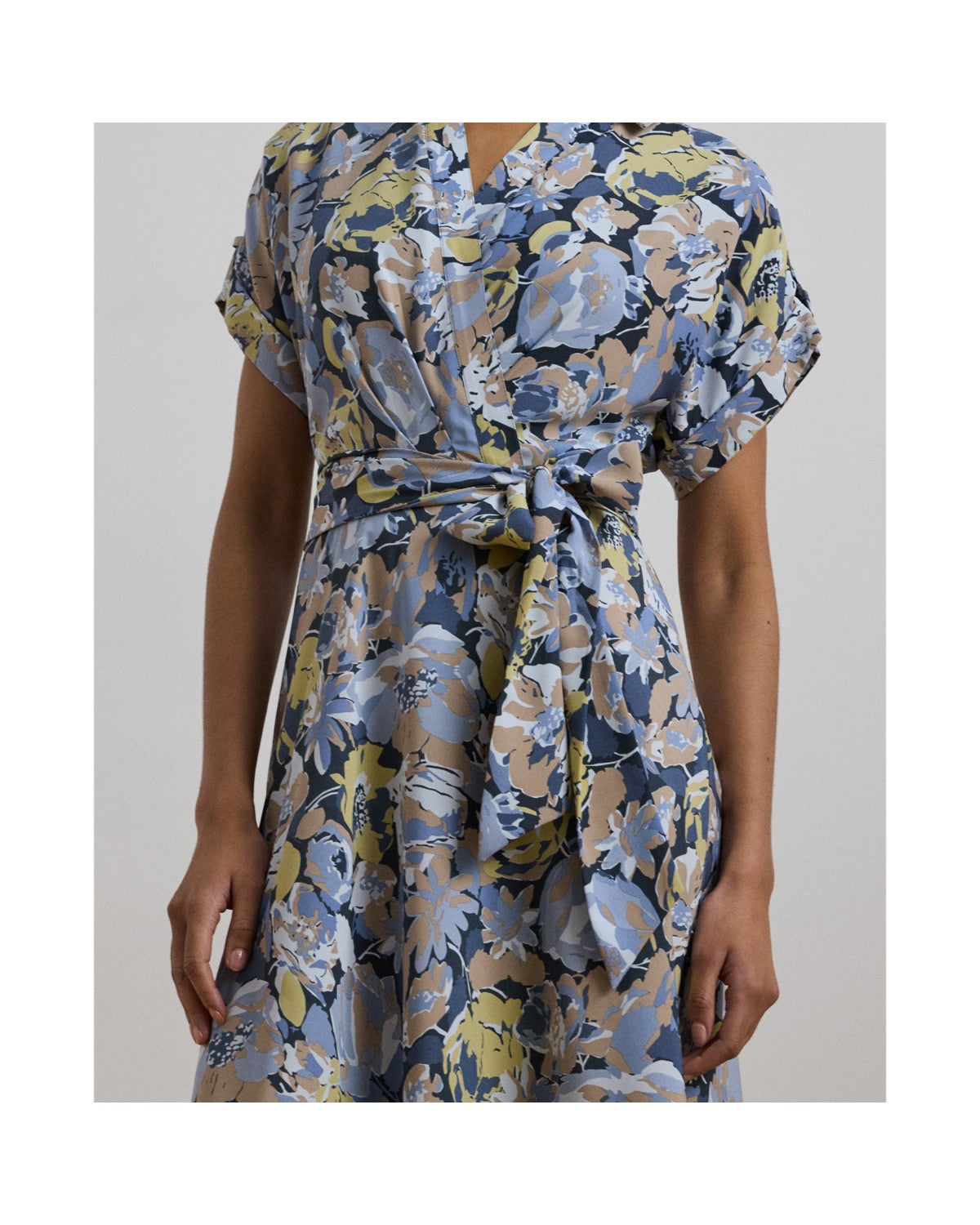 Floral Belted Crepe Dress