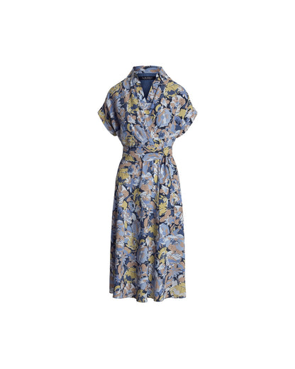 Floral Belted Crepe Dress