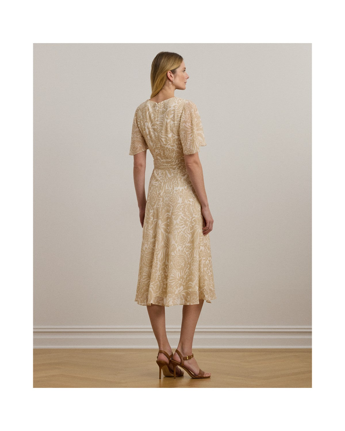 Floral Belted Crinkle Georgette Dress