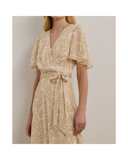 Floral Belted Crinkle Georgette Dress
