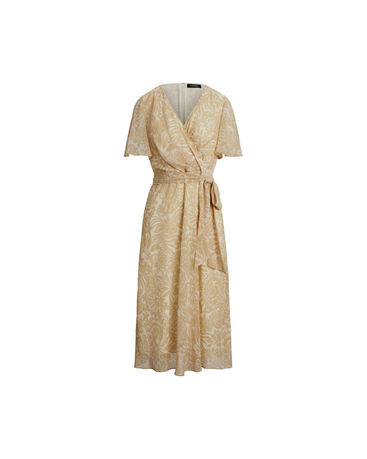 Floral Belted Crinkle Georgette Dress
