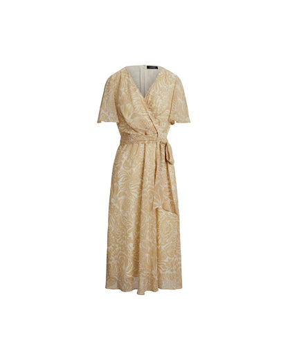 Floral Belted Crinkle Georgette Dress