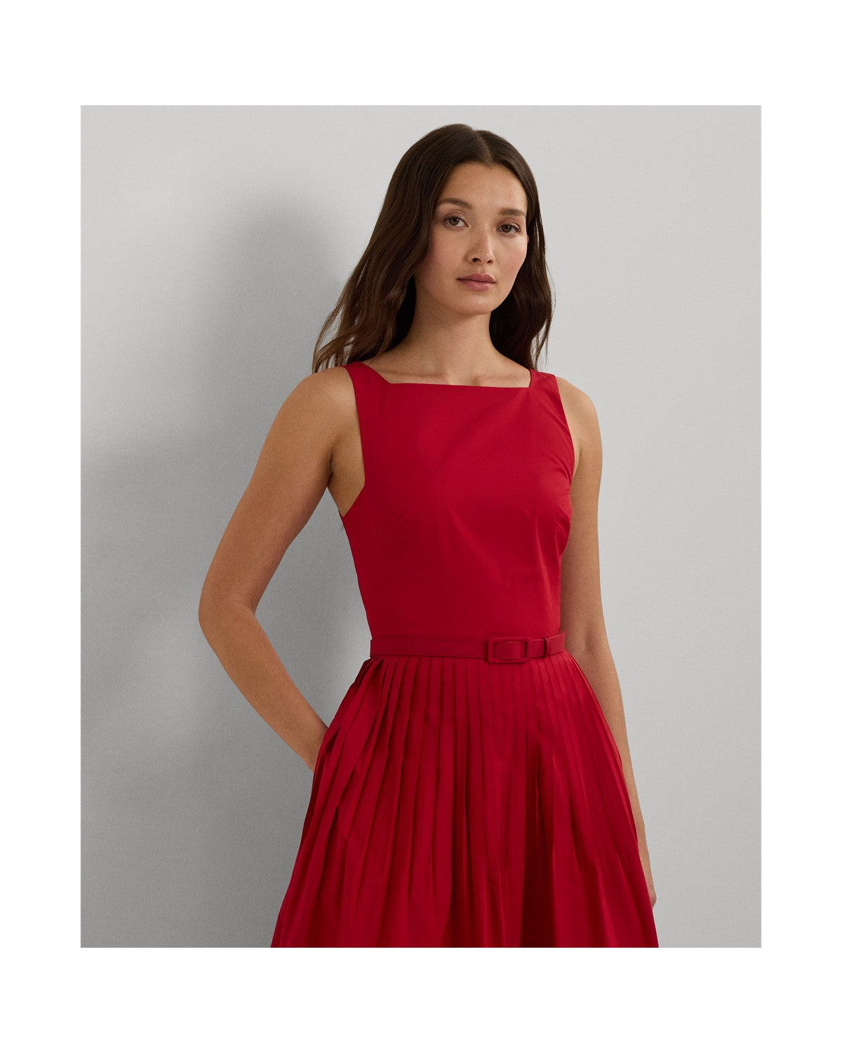 Belted Taffeta Cocktail Dress