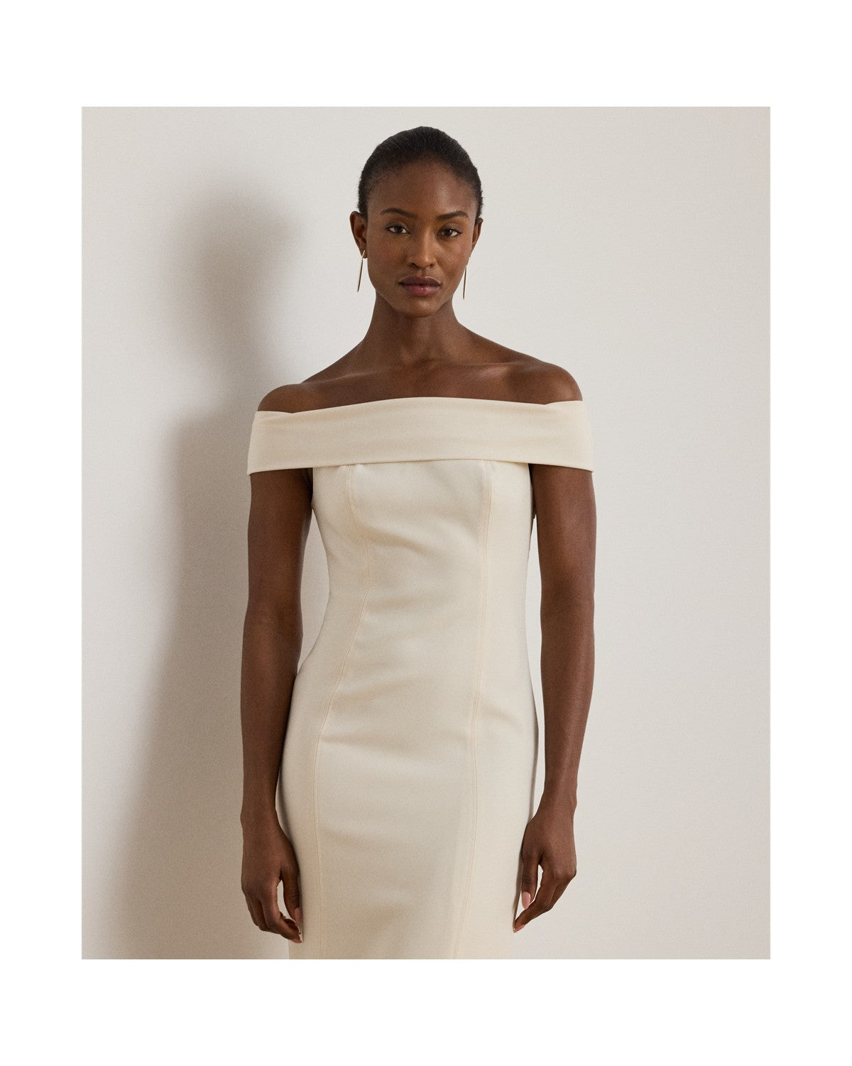 Crepe Off-the-Shoulder Gown