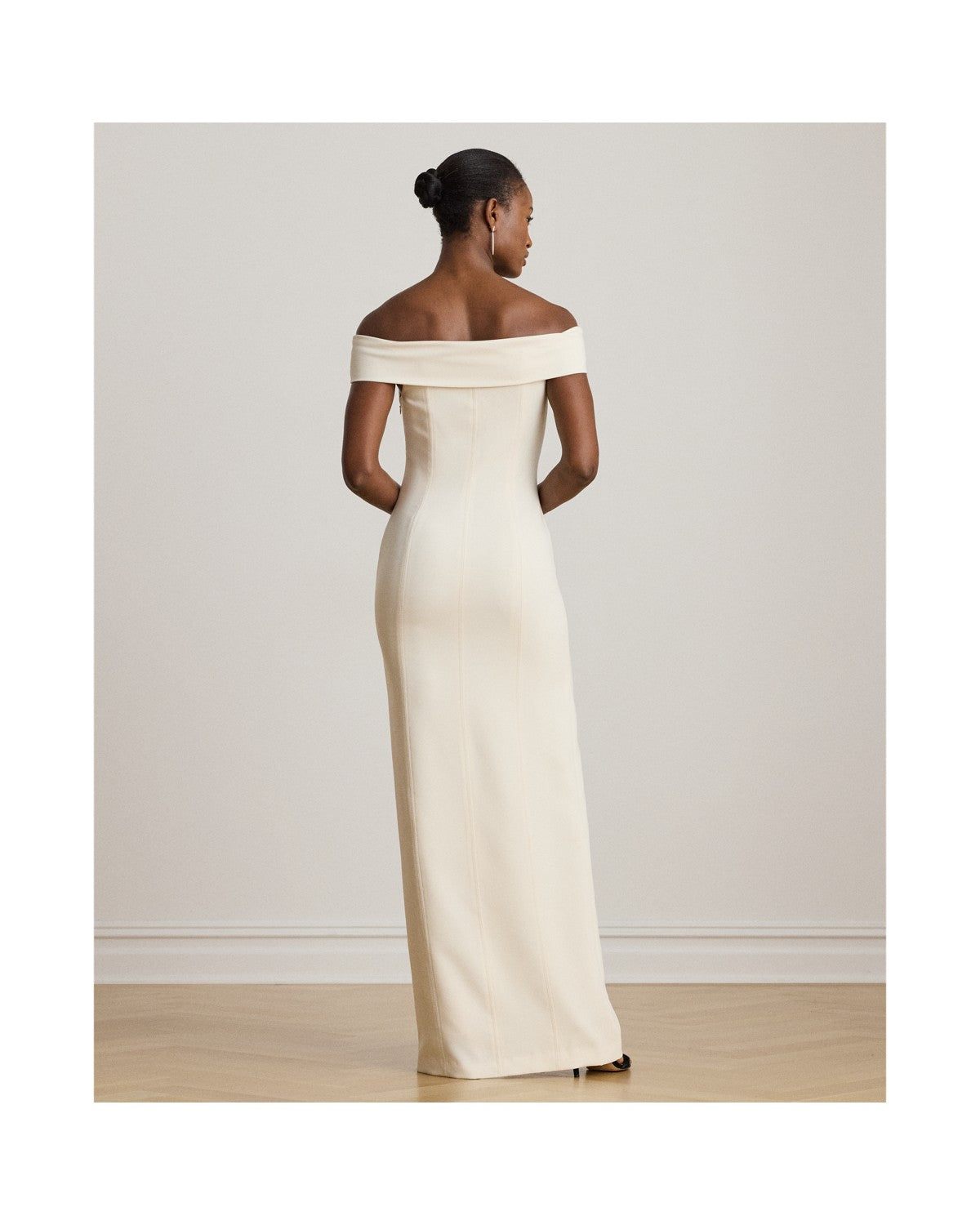 Crepe Off-the-Shoulder Gown